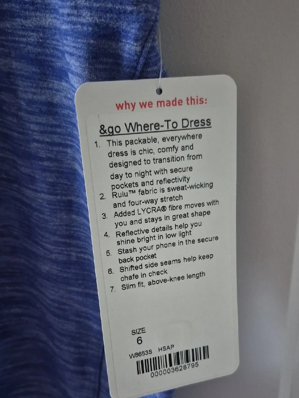 Lululemon & Go Where To Mini Dress Blue Heather 6 Nwt